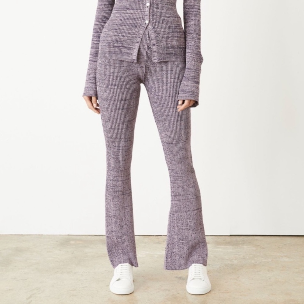 $140 BANDIER NwOT LE ORE Rimini Ribbed Flare Pants in Lavender Purple M
